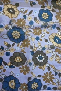 Long Grey, Blue, Green and Yellow Floral Silk Scarf